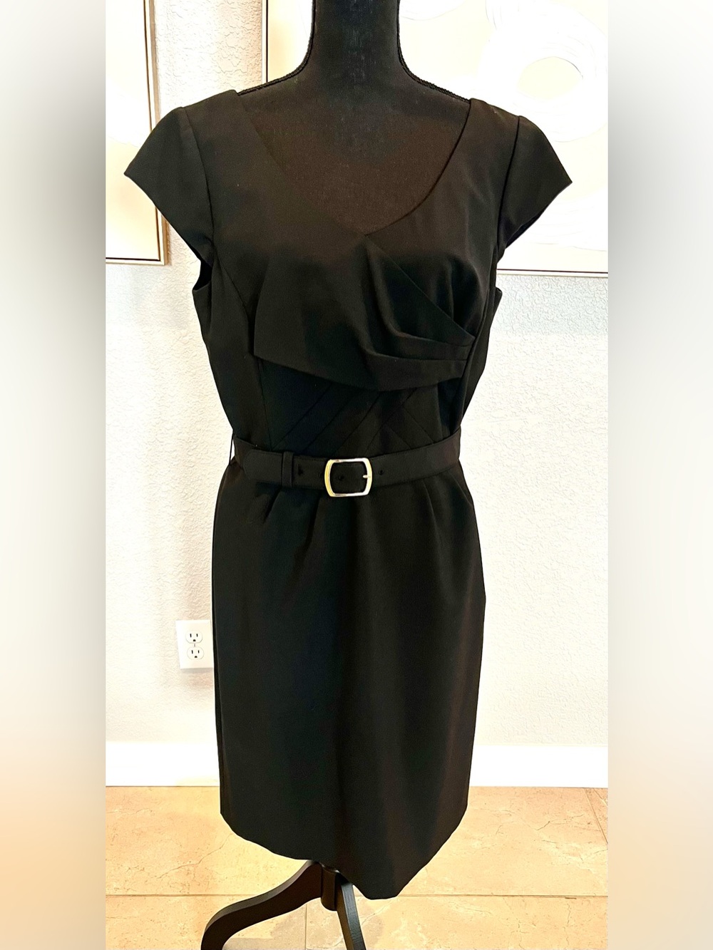 Antonio Melani Classic Black Belted Sheath Dress